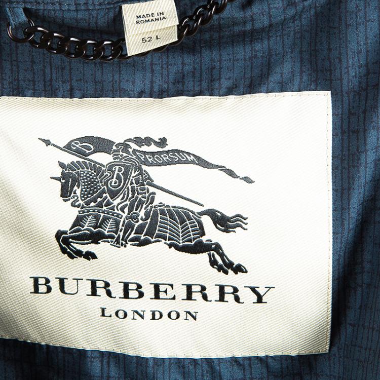 Pre Owned Burberry Men's Printed Silk Car Coat L