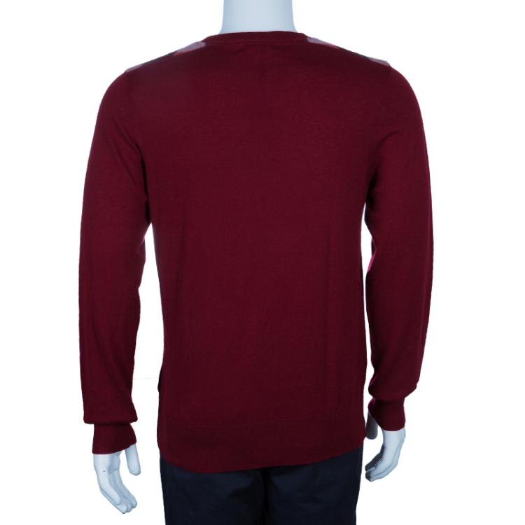 Pre Owned Burberry Crimson Cashmere Crewneck Sweater L