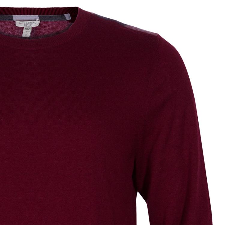 Pre Owned Burberry Crimson Cashmere Crewneck Sweater L