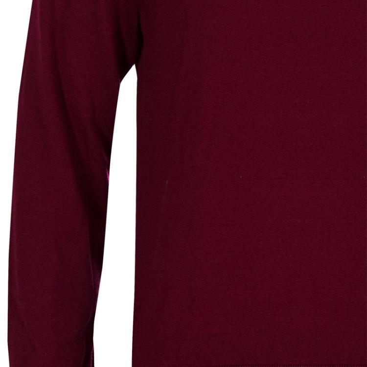 Pre Owned Burberry Crimson Cashmere Crewneck Sweater L