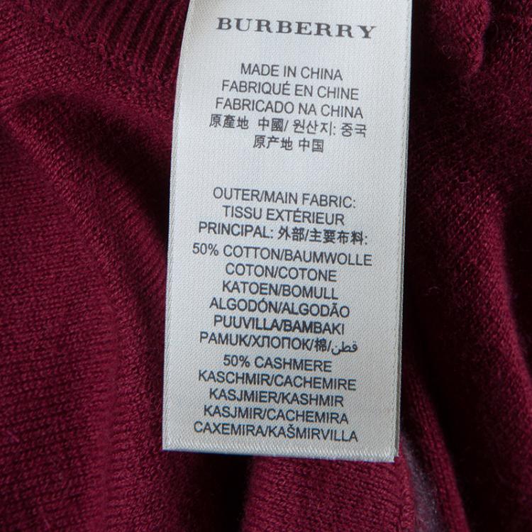 Pre Owned Burberry Crimson Cashmere Crewneck Sweater L