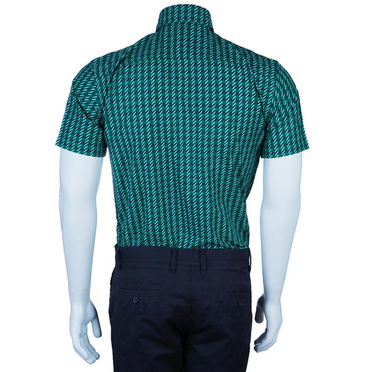 مملوكة مسبقًا Burberry Men's Green Printed Cotton Shirt S