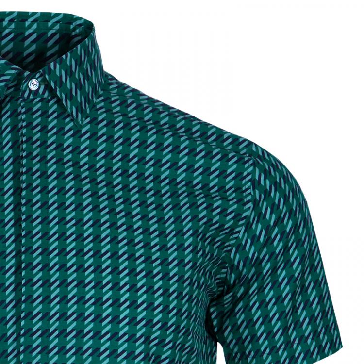 مملوكة مسبقًا Burberry Men's Green Printed Cotton Shirt S