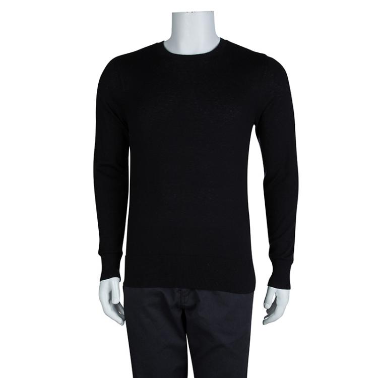 مملوكة مسبقًا Burberry Black Novacheck Shoulder Detail Cashmere Sweater M