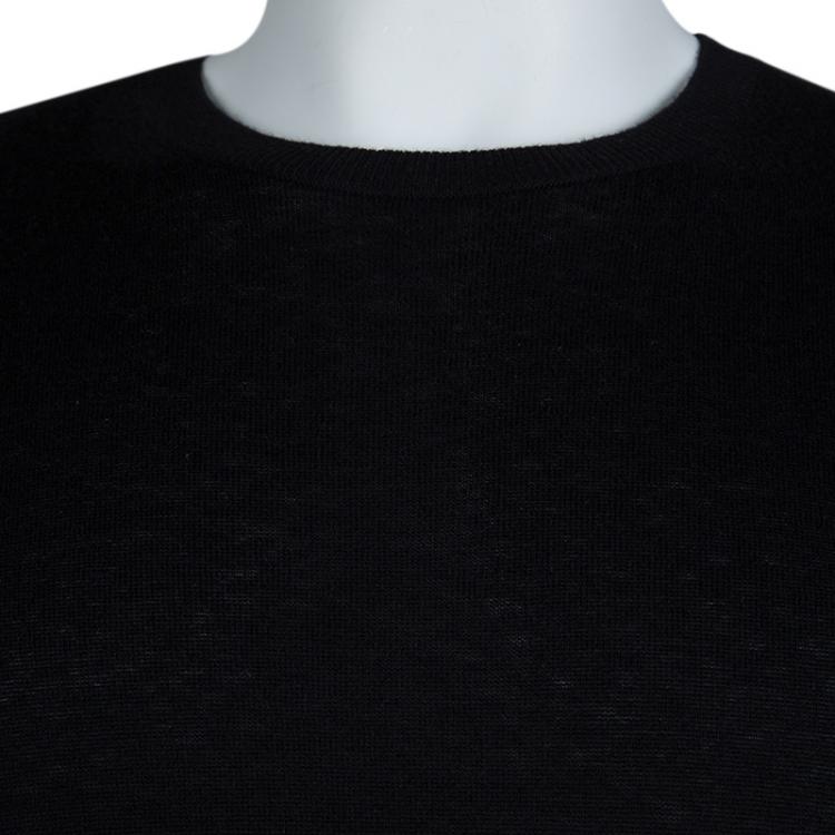 مملوكة مسبقًا Burberry Black Novacheck Shoulder Detail Cashmere Sweater M