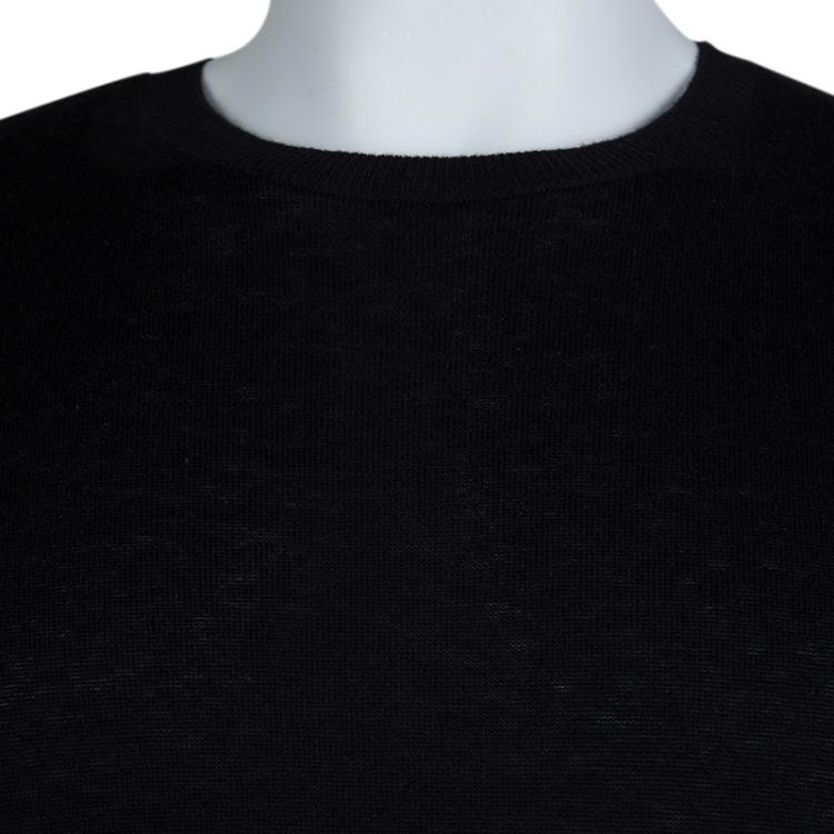 Pre Owned Burberry Black Novacheck Shoulder Detail Cashmere Sweater XXL