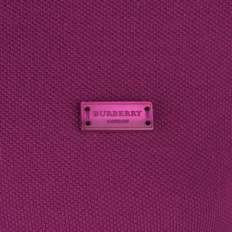 Pre Owned Burberry Brit Purple Contrast Collar Short Sleeve Polo Shirt M