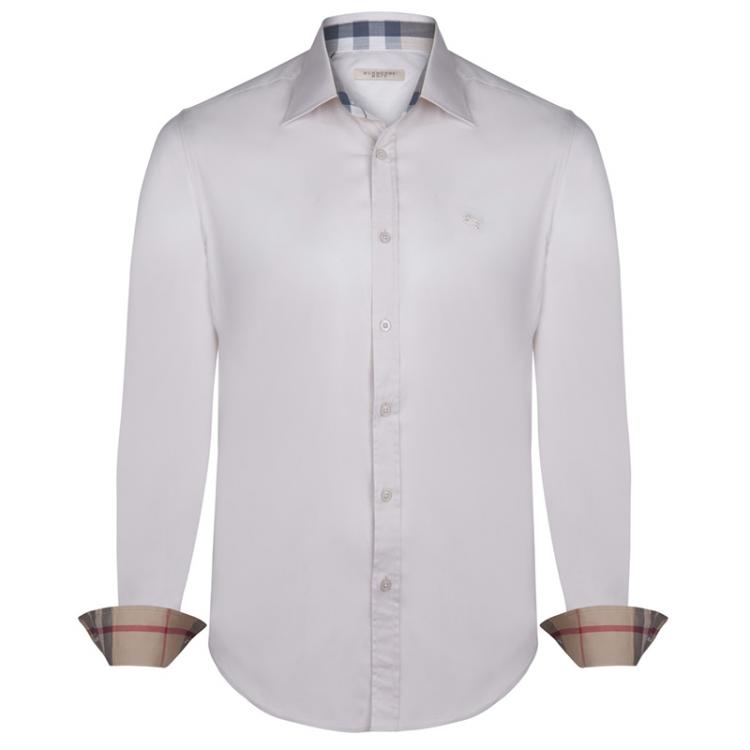 Pre Owned Burberry Brit Light Beige Novacheck Detail Cotton Shirt L