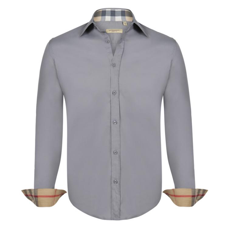 Buy the Burberry Men Gray Button Up LG