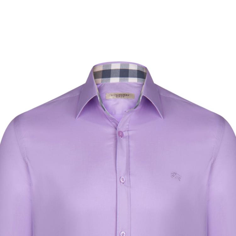 Pre Owned Burberry Brit Lilac Novacheck Detail Cotton Shirt M