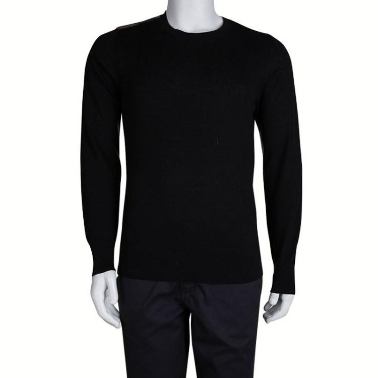 مملوكة مسبقًا Burberry Brit Black Novacheck Patch Detail Sweater M