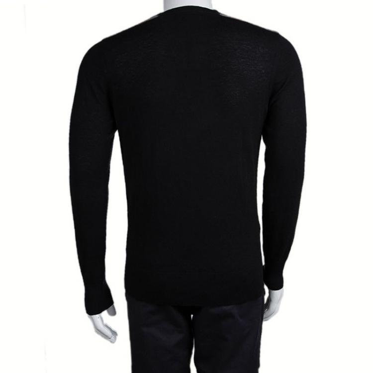 مملوكة مسبقًا Burberry Brit Black Novacheck Patch Detail Sweater M