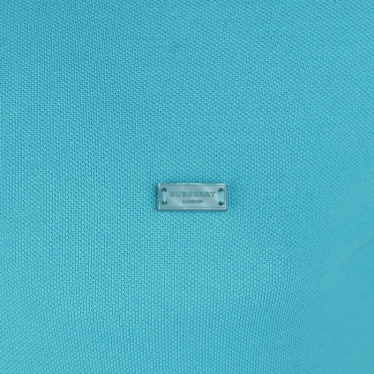 Pre Owned Burberry Brit Aqua Blue Contrast Collar Short Sleeve Polo Shirt M