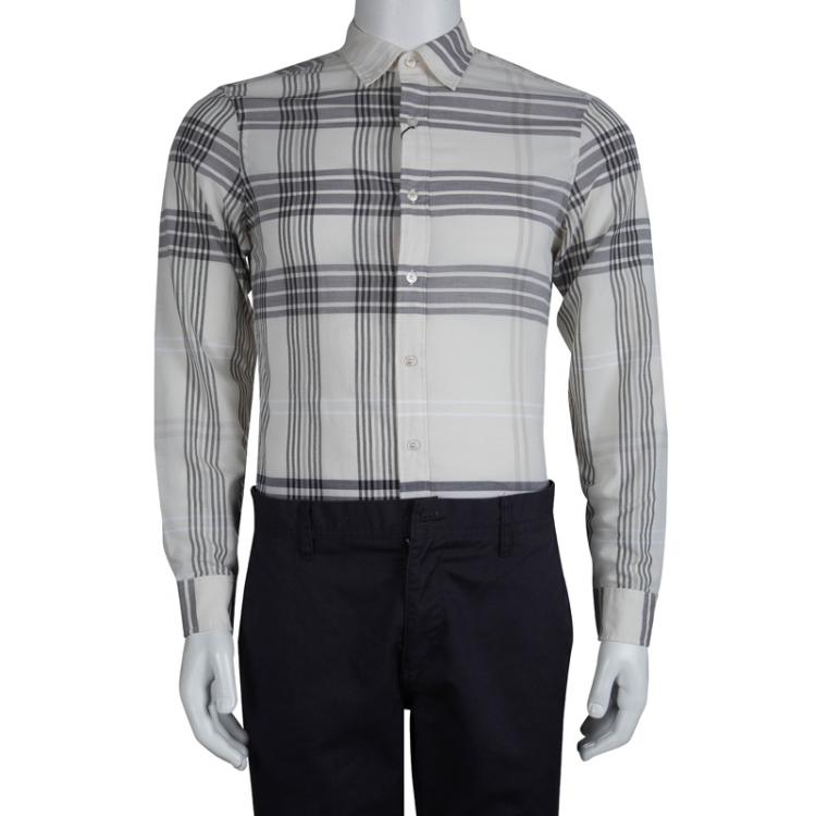 Pre Owned Burberry Beige Checked CottonLong Sleeve Button Front Shirt S