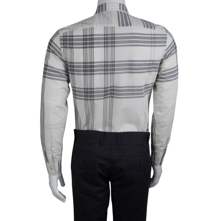 Pre Owned Burberry Beige Checked CottonLong Sleeve Button Front Shirt S