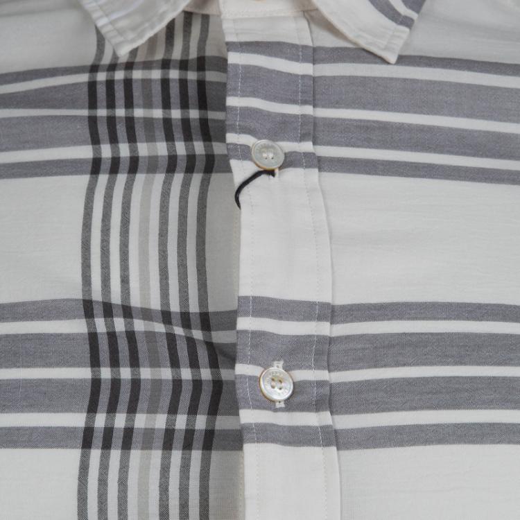 Pre Owned Burberry Beige Checked CottonLong Sleeve Button Front Shirt S