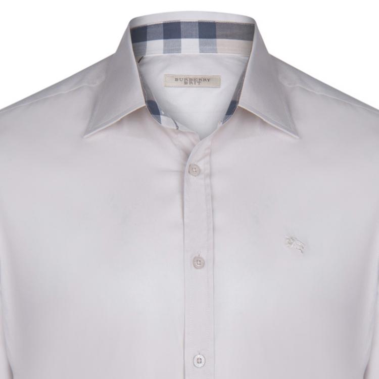 Pre Owned Burberry Brit Light Beige Novacheck Detail Cotton Shirt XL