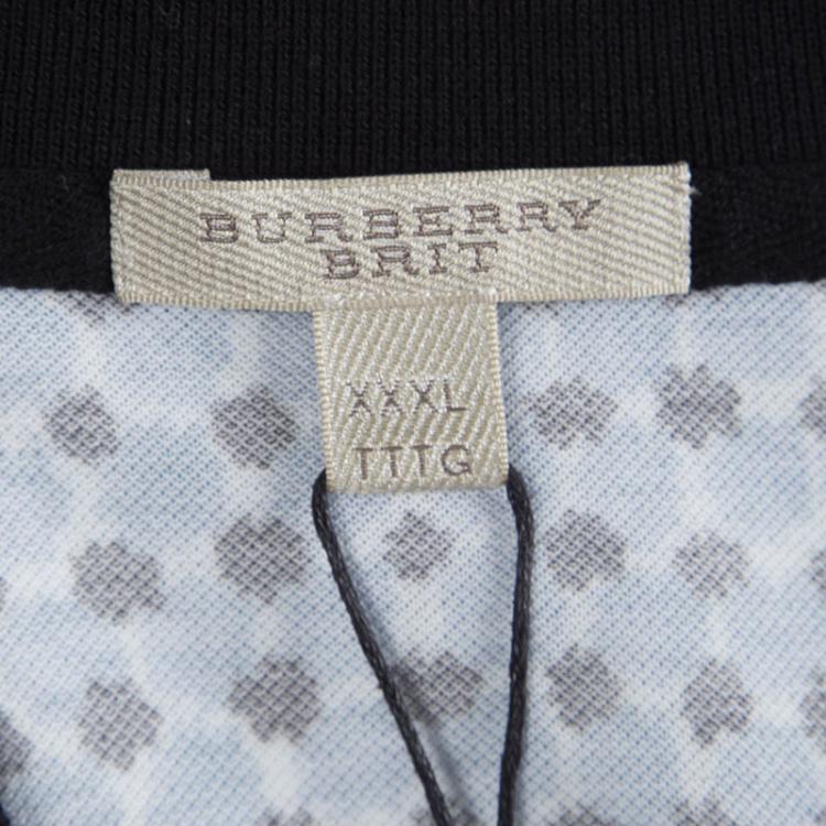 Pre Owned Burberry Brit Blue Printed Polo T-Shirt XXXL