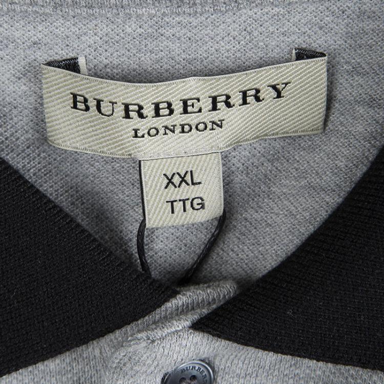 Pre Owned Burberry Grey Contrast Collar Polo T-Shirt XXL