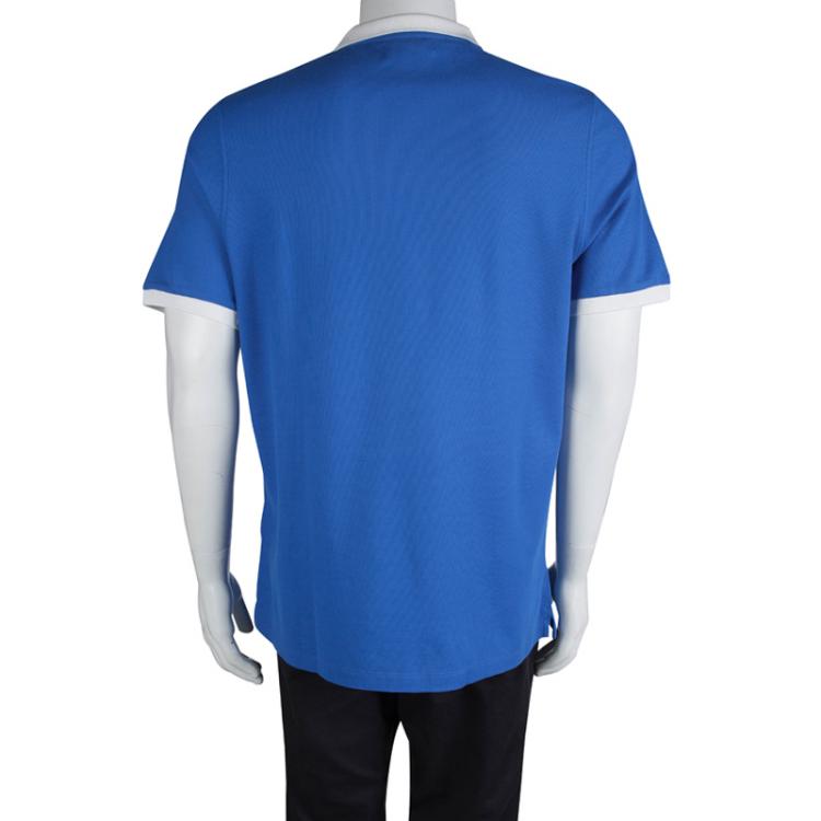 Pre Owned Burberry Blue Contrast Collar Polo T-Shirt XXL