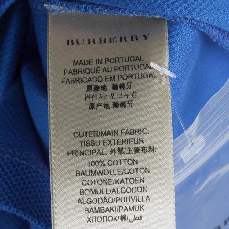 Pre Owned Burberry Blue Contrast Collar Polo T-Shirt XXL