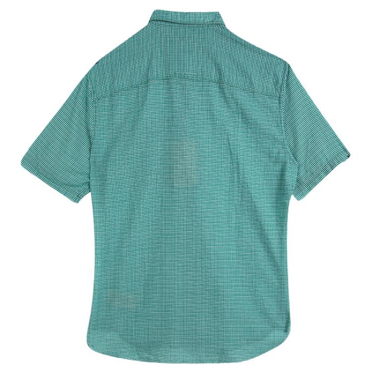 Pre Owned Burberry Brit Cyan Green Pin Checked Cotton Short Sleeve Shirt S