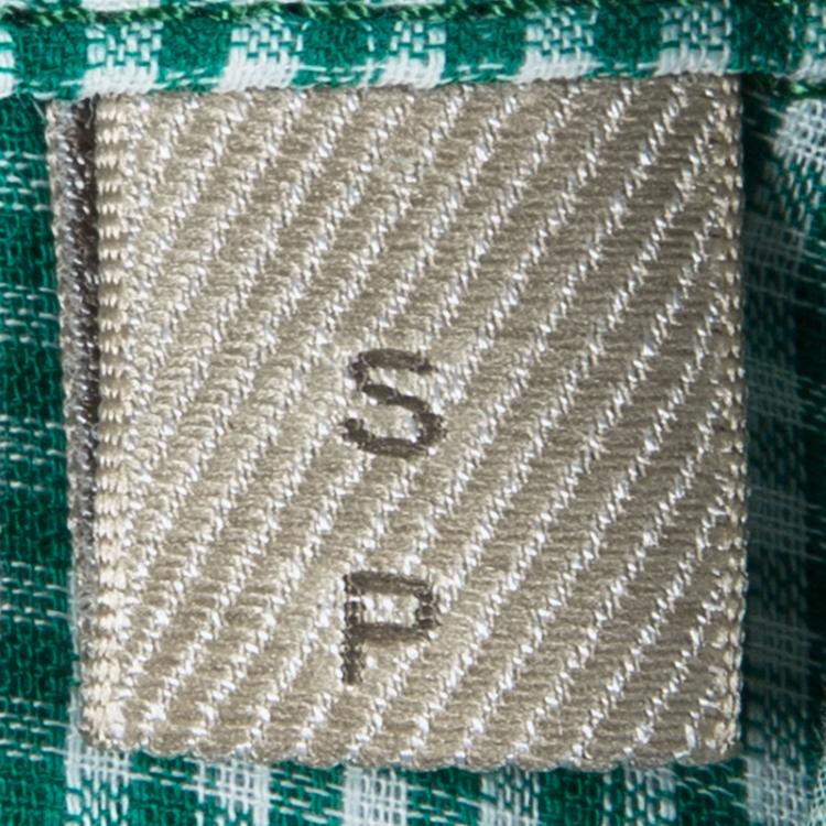 Pre Owned Burberry Brit Cyan Green Pin Checked Cotton Short Sleeve Shirt S