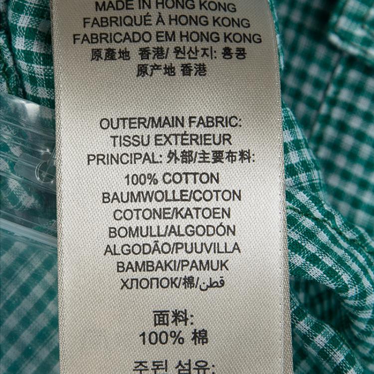 Pre Owned Burberry Brit Cyan Green Pin Checked Cotton Short Sleeve Shirt S