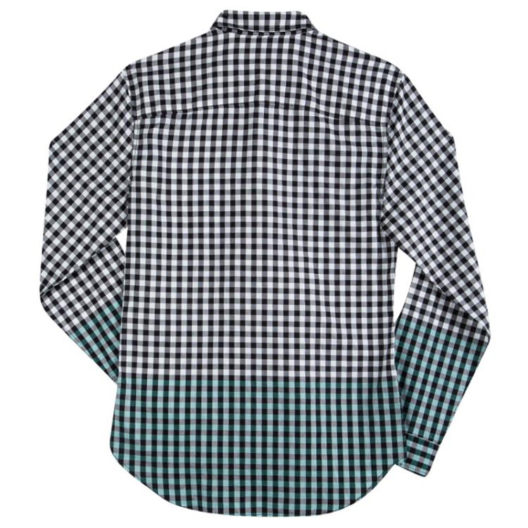 Pre Owned Burberry Brit Monochrome Gingham Checked Cotton Colourblock Long Sleeve Shirt S