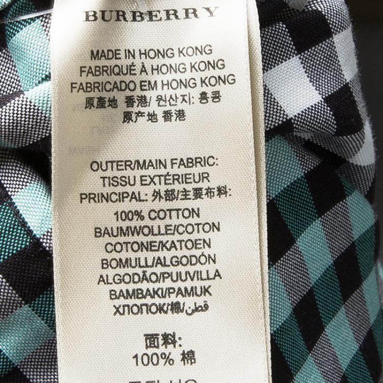 Pre Owned Burberry Brit Monochrome Gingham Checked Cotton Colourblock Long Sleeve Shirt S