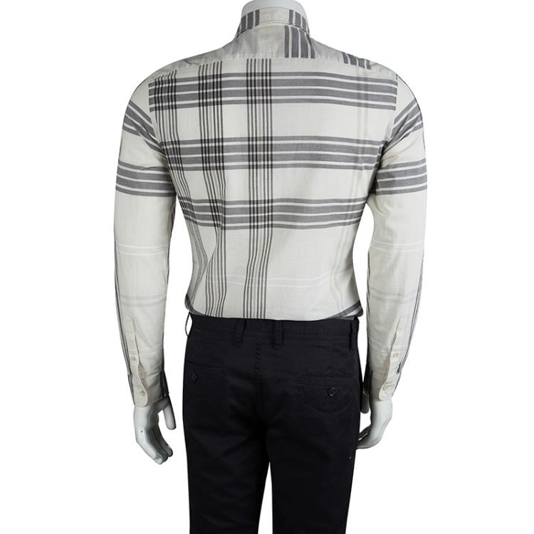 Pre Owned Burberry Brit Heritage Stone Checked Cotton Haydon Shirt S