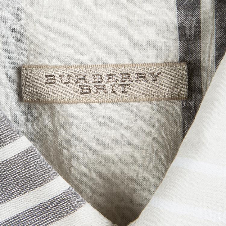 Pre Owned Burberry Brit Heritage Stone Checked Cotton Haydon Shirt S