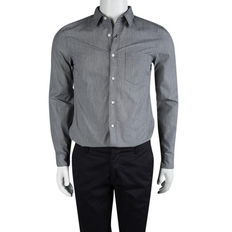 Pre Owned Burberry Brit Grey Cotton Long Sleeve Button Front Shirt S