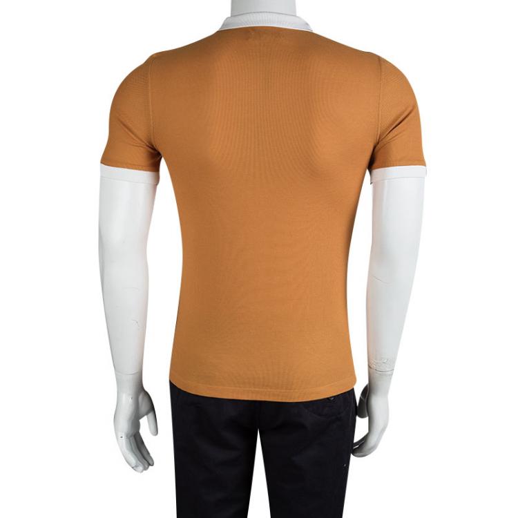 مملوكة مسبقًا Burberry London Saffron Orange Contrast Collar Polo T-Shirt XS