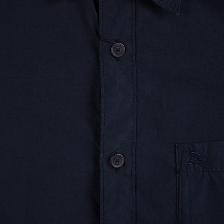 Pre Owned Burberry Brit Navy Blue Cotton Short Sleeve Carrson Shirt S