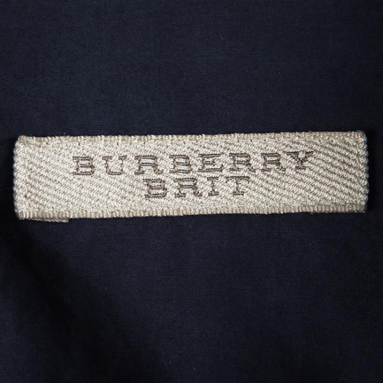 Pre Owned Burberry Brit Navy Blue Cotton Short Sleeve Carrson Shirt S