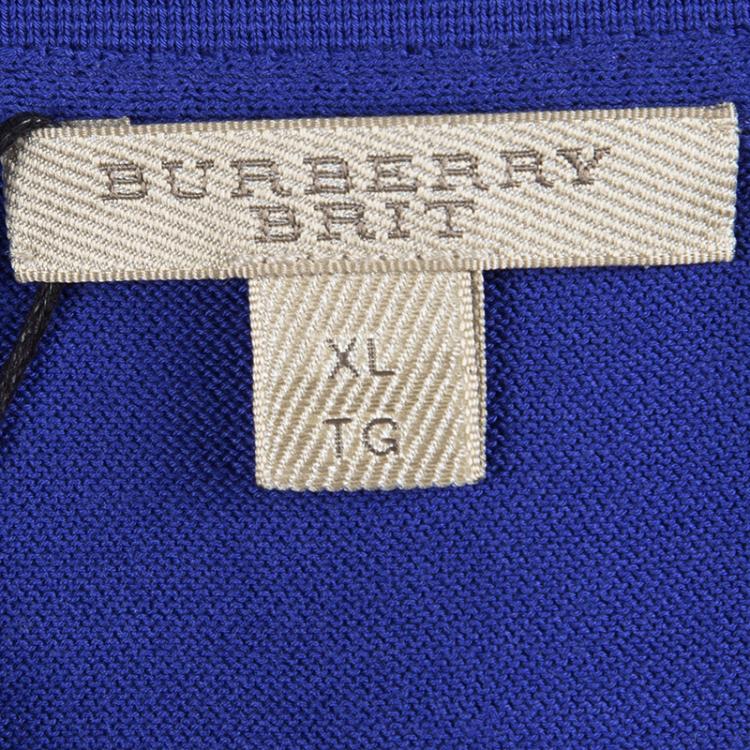 Pre Owned Burberry Brit Bright Lapis Blue Polo T-Shirt XL