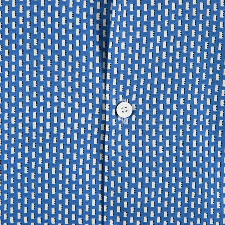 Pre Owned Burberry London Lapis Blue Printed Short Sleeve Southbrook Shirt S