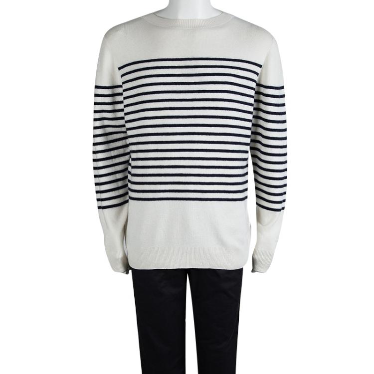 Burberry Brit Off White and Navy Blue Striped Sweater XXL Burberry | TLC