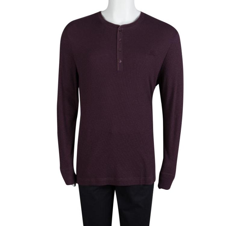 مملوكة مسبقًا Burberry Brit Deep Burgundy Rib Knit Long Sleeve Crew Neck T-Shirt XXXL