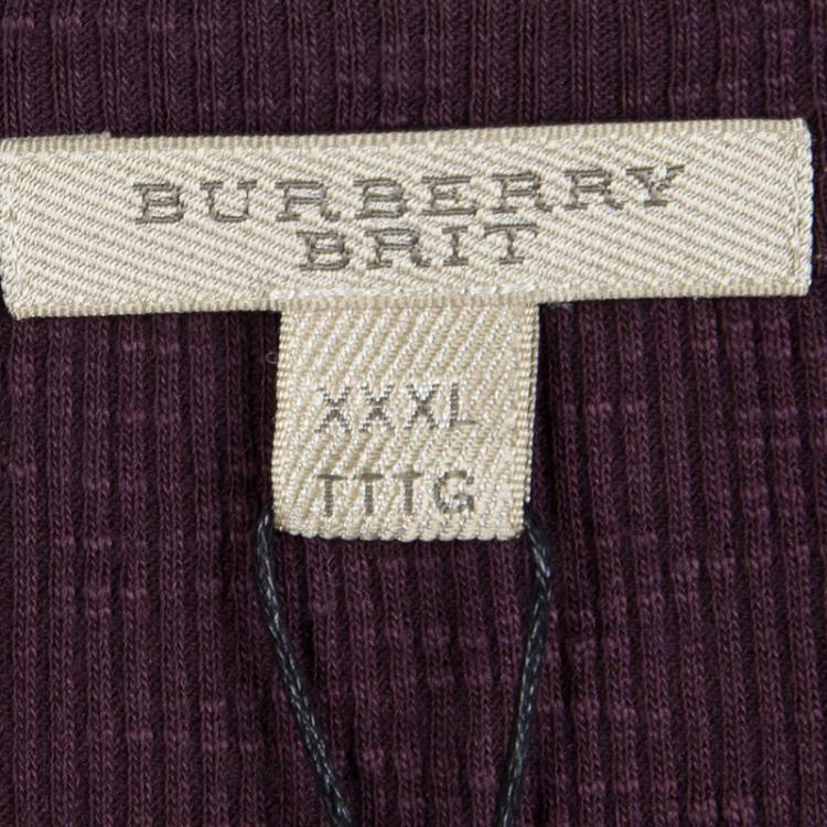 مملوكة مسبقًا Burberry Brit Deep Burgundy Rib Knit Long Sleeve Crew Neck T-Shirt XXXL