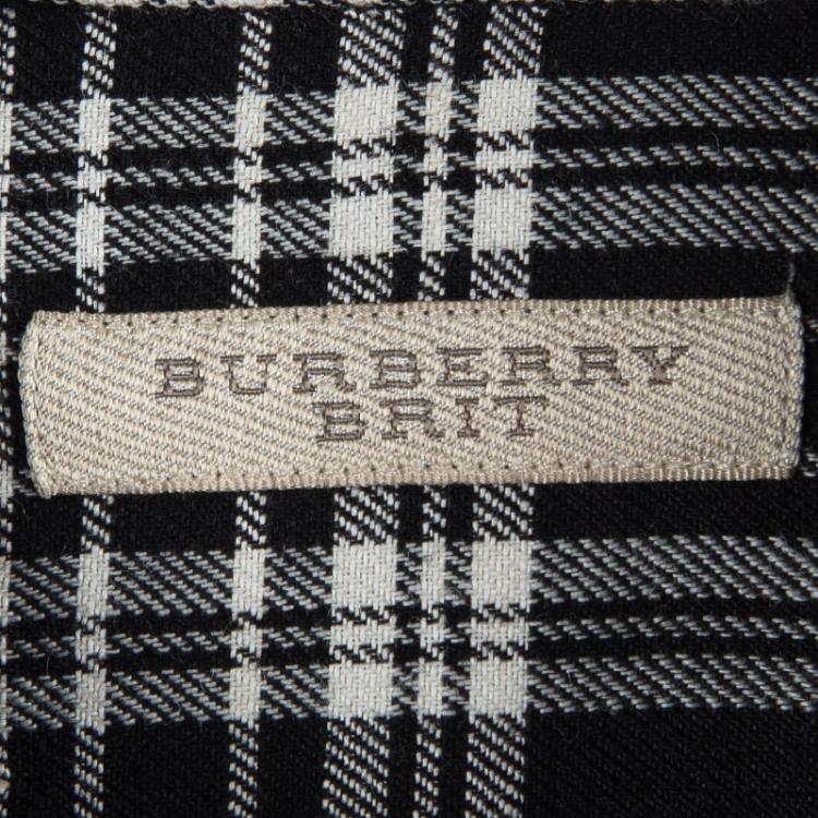 Pre Owned Burberry Brit Monochrome Tartan Plaid Long Sleeve Jace Shirt S