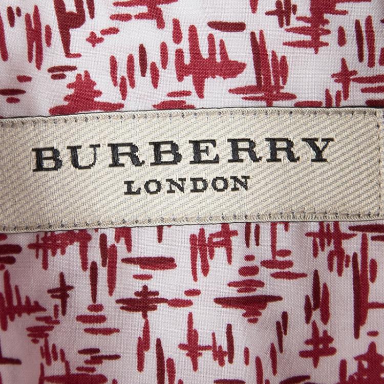 مملوكة مسبقًا Burberry London Printed Cotton Short Sleeve Southbrook Shirt S