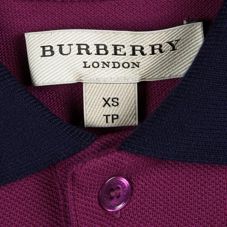 Pre Owned Burberry London Burgundy Contrast Collar Atkins Polo T-Shirt XS