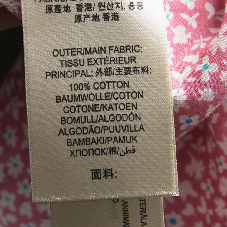 Pre Owned Burberry Brit Pink Cotton Floral Printed Short Sleeve Button Front Shirt M