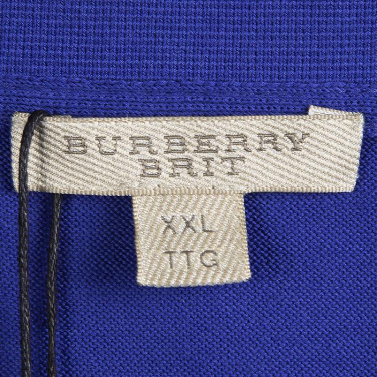 Pre Owned Burberry Brit Bright Lapis Blue Polo T-Shirt XXL
