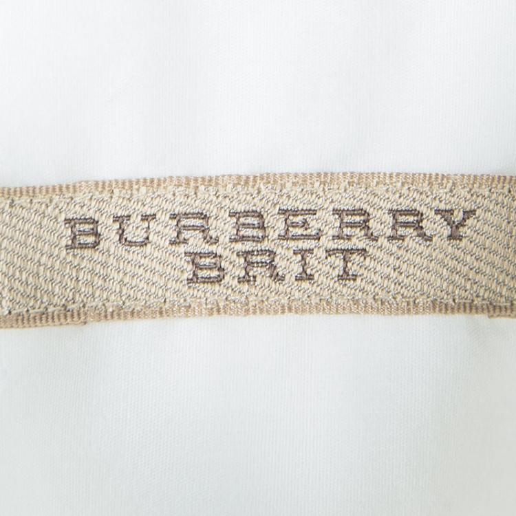 Pre Owned Burberry Brit White Cotton Contrast Pocket Detail Long Sleeve Owen Shirt S
