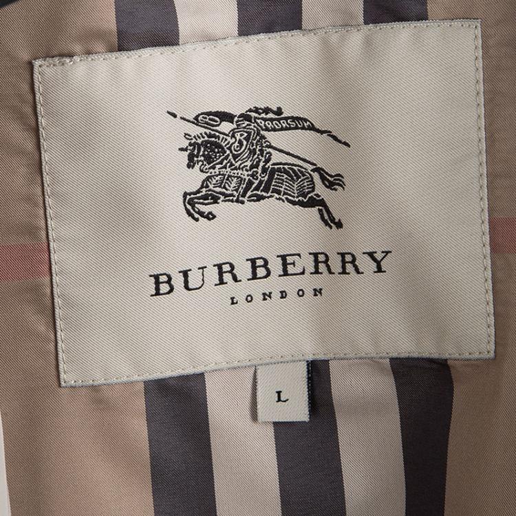 Pre Owned Burberry London Beige Long Sleeve Bomber Jacket L