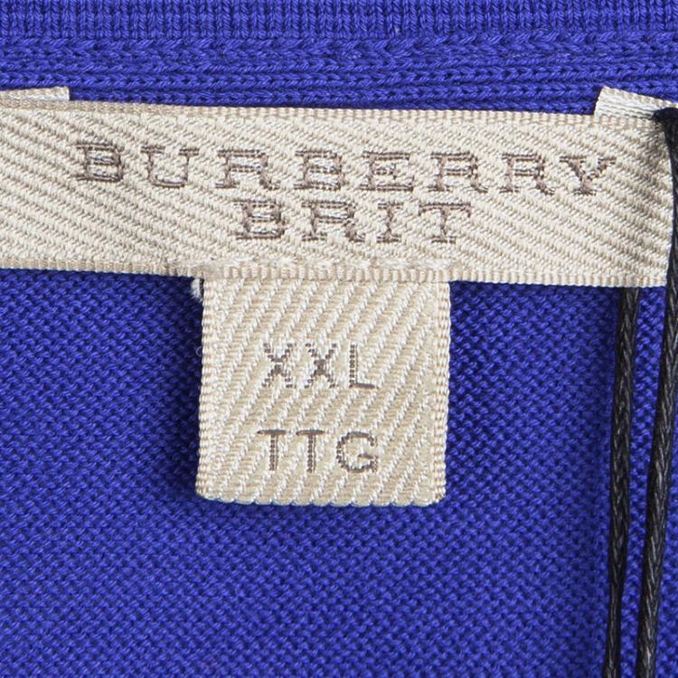 Pre Owned Burberry Brit Bright Lapis Blue Polo T-Shirt  XXL
