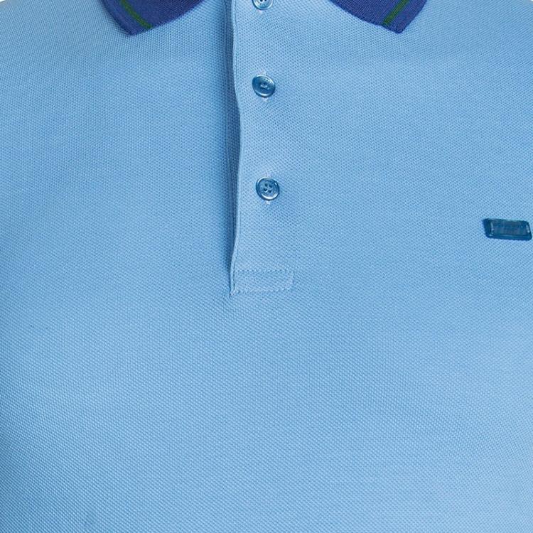 Pre Owned Burberry London Blue Contrast Collar Honeycomb Knit Polo T-Shirt XS